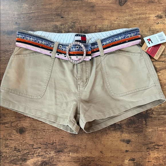 Tommy Hilfiger Pants - Tommy Hilfiger Women's Tan Cargo Shorts with Colorful Belt